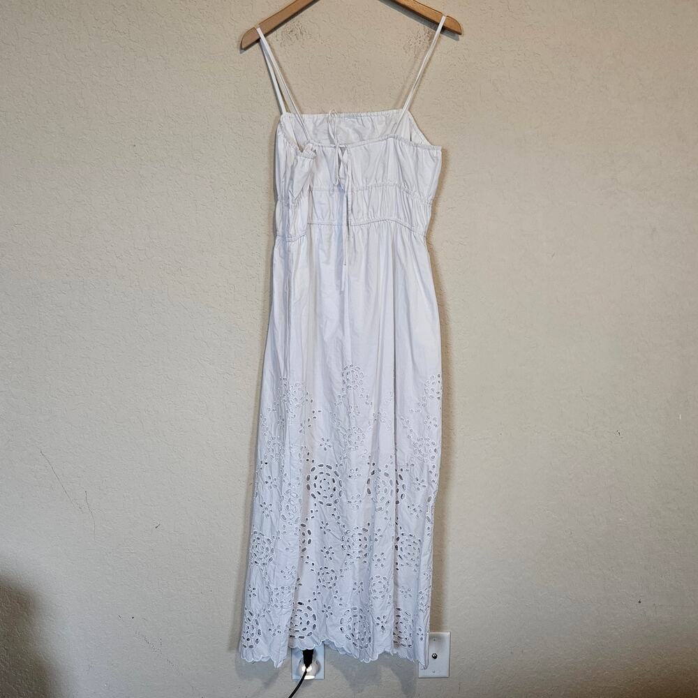 Madewell Embroidered Tank Midi Dress in Poplin White Women's 14 Summer‎ Casual - Picture 3 of 10